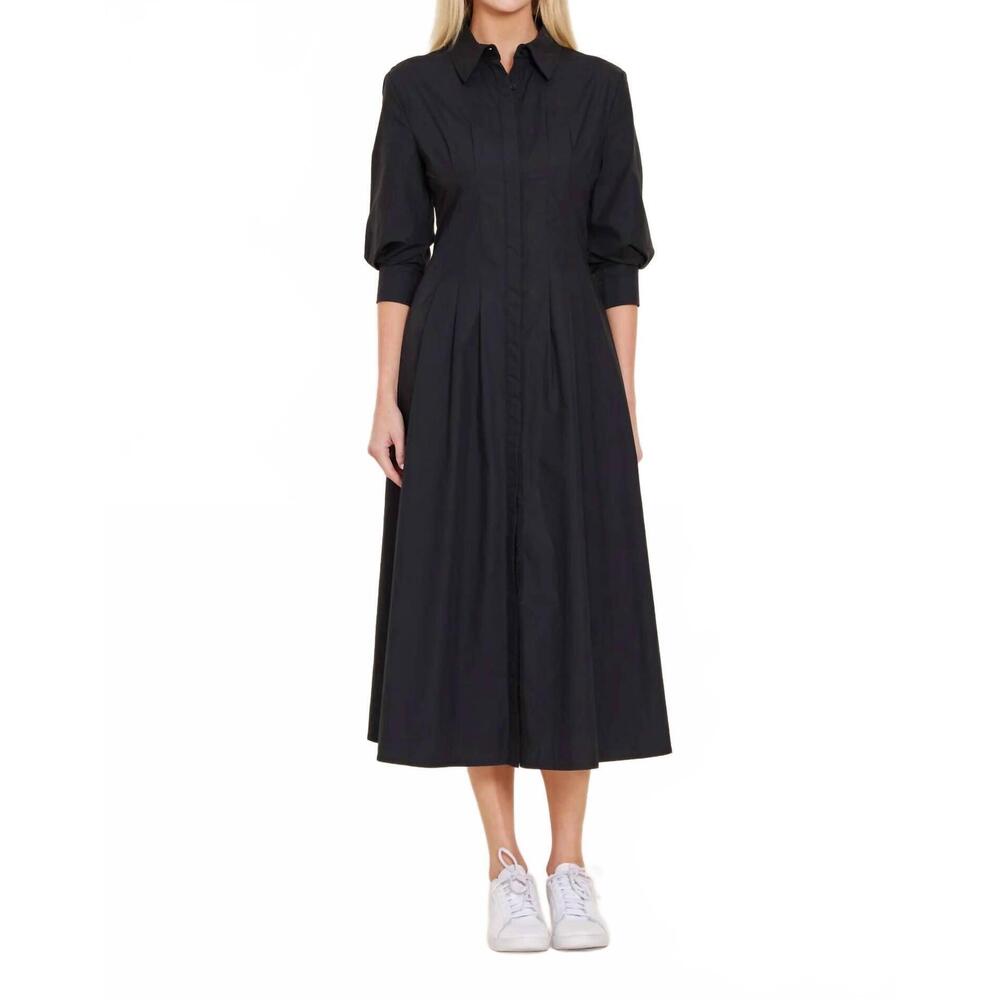 NEW DOLCE CABO poplin dress with darted waist in black
